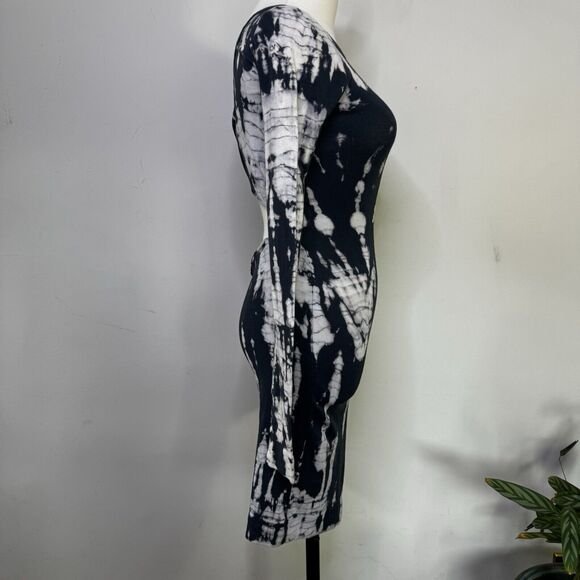 HARD TAIL Black Tie Dye Long Sleeve Bodycon Dress Midi Cutout Fairy Indie Y2K XS - Picture 4 of 6